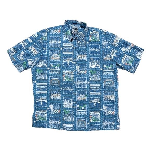 Reyn Spooner x Beach Boys Classic Album Cover All Over Hawaiian S/S Shirt Mens L - Picture 1 of 10